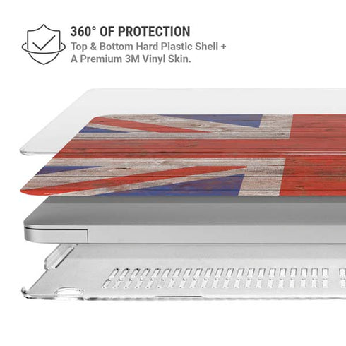 United Kingdom Flag Dark Wood MacBook Air 15in (2023-2025) Case plus Skin